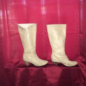 White leather boots.